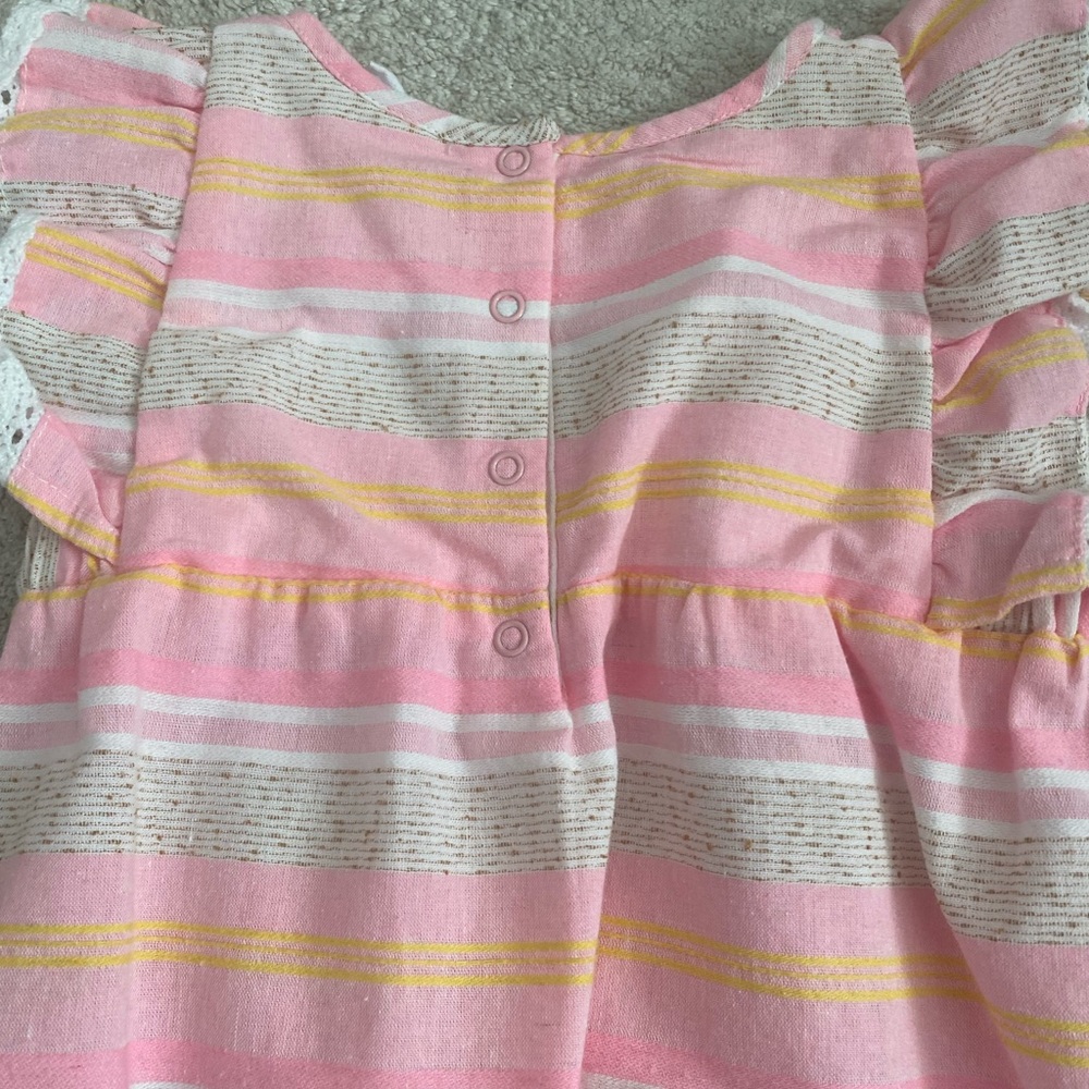EGG Collective Baby Girl Remy Striped Ruffle Sleeve Romper 6 months - Picture 6 of 8